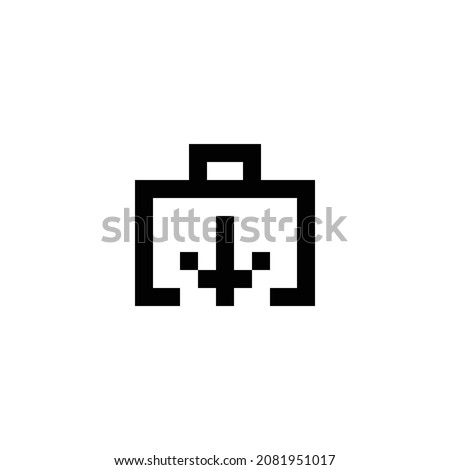 briefcase download pixel perfect icon design. Flat style design isolated on white background. Vector illustration