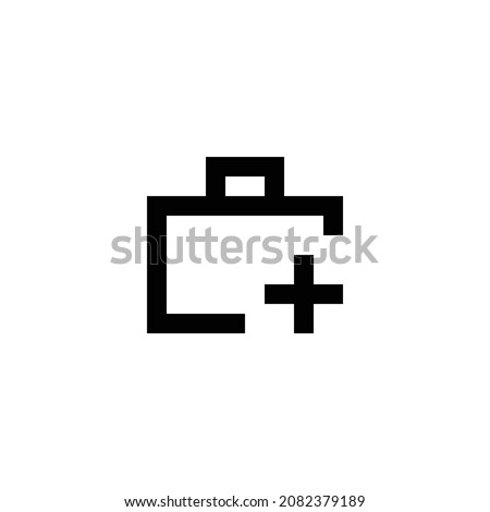 briefcase plus pixel perfect icon design. Flat style design isolated on white background. Vector illustration