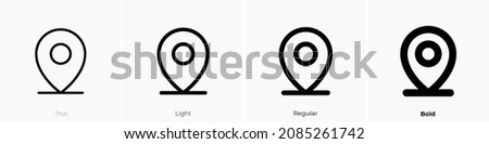 map pin line icon. Thin, Light Regular And Bold style design isolated on white background