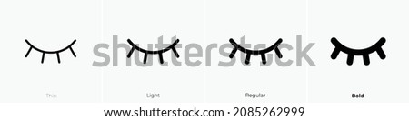 eye closed icon. Thin, Light Regular And Bold style design isolated on white background