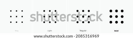 dots nine icon. Thin, Light Regular And Bold style design isolated on white background