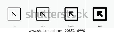 arrow square up left icon. Thin, Light Regular And Bold style design isolated on white background