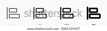 align left icon. Thin, Light Regular And Bold style design isolated on white background