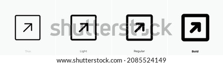 arrow square up right icon. Thin, Light Regular And Bold style design isolated on white background
