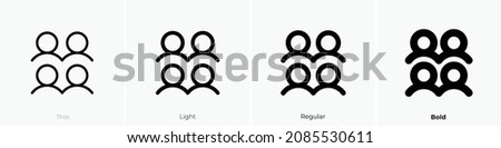 users four icon. Thin, Light Regular And Bold style design isolated on white background