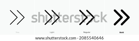 caret double right icon. Thin, Light Regular And Bold style design isolated on white background