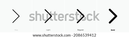 caret right icon. Thin, Light Regular And Bold style design isolated on white background