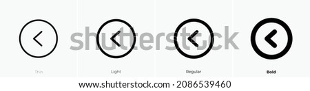 caret circle left icon. Thin, Light Regular And Bold style design isolated on white background