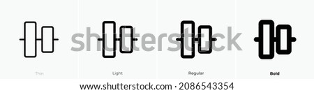 align center vertical icon. Thin, Light Regular And Bold style design isolated on white background