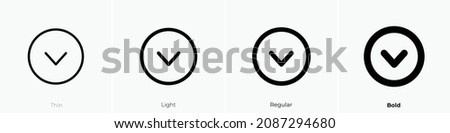 caret circle down icon. Thin, Light Regular And Bold style design isolated on white background
