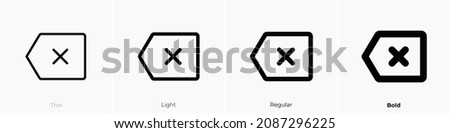 backspace icon. Thin, Light Regular And Bold style design isolated on white background