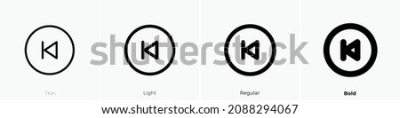 skip back circle icon. Thin, Light Regular And Bold style design isolated on white background