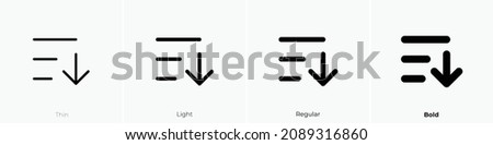 sort ascending icon. Thin, Light Regular And Bold style design isolated on white background