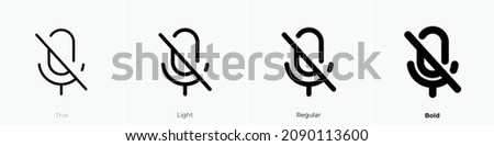 microphone slash icon. Thin, Light Regular And Bold style design isolated on white background