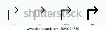 arrow elbow up right icon. Thin, Light Regular And Bold style design isolated on white background
