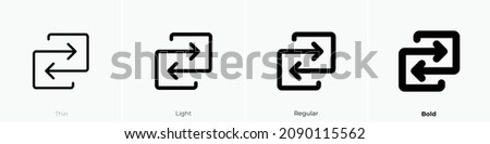 swap icon. Thin, Light Regular And Bold style design isolated on white background