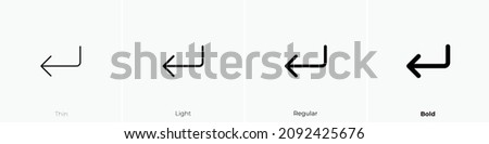 corner down left icon. Thin, Light Regular And Bold style design isolated on white background