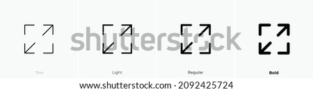 full screen two icon. Thin, Light Regular And Bold style design isolated on white background