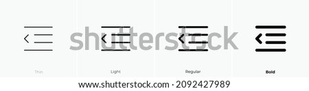 indent left icon. Thin, Light Regular And Bold style design isolated on white background