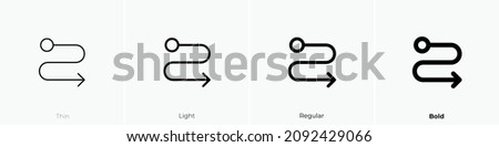s turn left icon. Thin, Light Regular And Bold style design isolated on white background