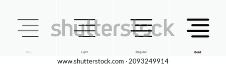 align text right icon. Thin, Light Regular And Bold style design isolated on white background