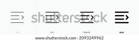 indent right icon. Thin, Light Regular And Bold style design isolated on white background