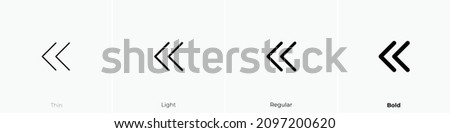 double left icon. Thin, Light Regular And Bold style design isolated on white background