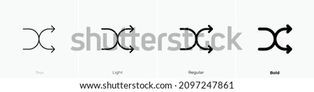 shuffle one icon. Thin, Light Regular And Bold style design isolated on white background