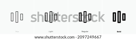 align horizontal center two icon. Thin, Light Regular And Bold style design isolated on white background