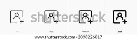 open an account icon. Thin, Light Regular And Bold style design isolated on white background