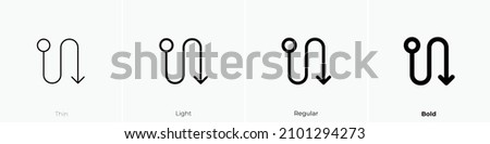 s turn up icon. Thin, Light Regular And Bold style design isolated on white background