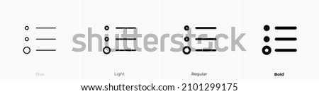 list bottom icon. Thin, Light Regular And Bold style design isolated on white background