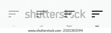 left alignment icon. Thin, Light Regular And Bold style design isolated on white background