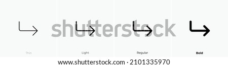 corner down right icon. Thin, Light Regular And Bold style design isolated on white background