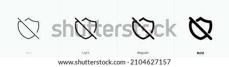 shield off icon. Thin, Light Regular And Bold style design isolated on white background