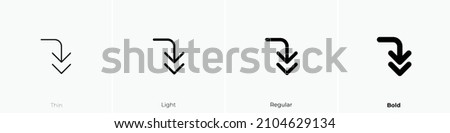 corner right down double icon. Thin, Light Regular And Bold style design isolated on white background