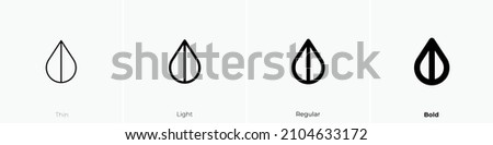 droplet half icon. Thin, Light Regular And Bold style design isolated on white background