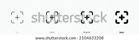 crosshair icon. Thin, Light Regular And Bold style design isolated on white background