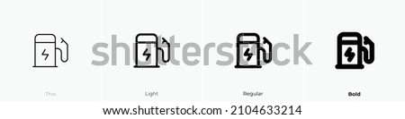 charging pile icon. Thin, Light Regular And Bold style design isolated on white background