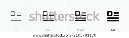 float left icon. Thin, Light Regular And Bold style design isolated on white background