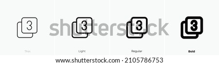box multiple 3 icon. Thin, Light Regular And Bold style design isolated on white background