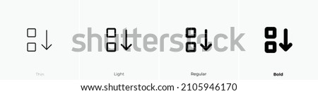sort descending 2 icon. Thin, Light Regular And Bold style design isolated on white background
