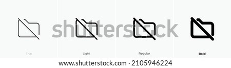 folder off icon. Thin, Light Regular And Bold style design isolated on white background