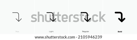 corner right down icon. Thin, Light Regular And Bold style design isolated on white background