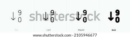 sort descending numbers icon. Thin, Light Regular And Bold style design isolated on white background