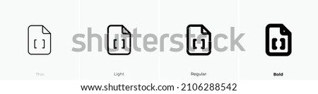 file code 2 icon. Thin, Light Regular And Bold style design isolated on white background