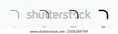 radius top right icon. Thin, Light Regular And Bold style design isolated on white background