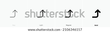 corner right up icon. Thin, Light Regular And Bold style design isolated on white background