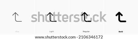 corner left up icon. Thin, Light Regular And Bold style design isolated on white background