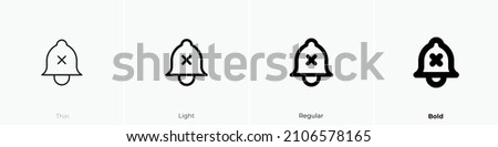 bell x icon. Thin, Light Regular And Bold style design isolated on white background